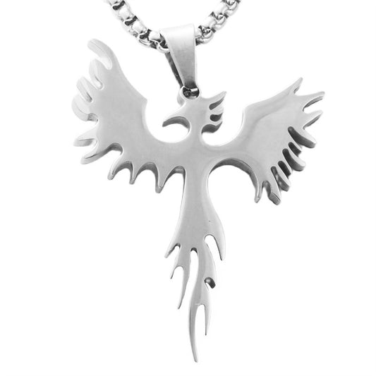 Titanium Steel Retro Fire Phoenix Pendant Necklace for Men - Trendy Personalized Design