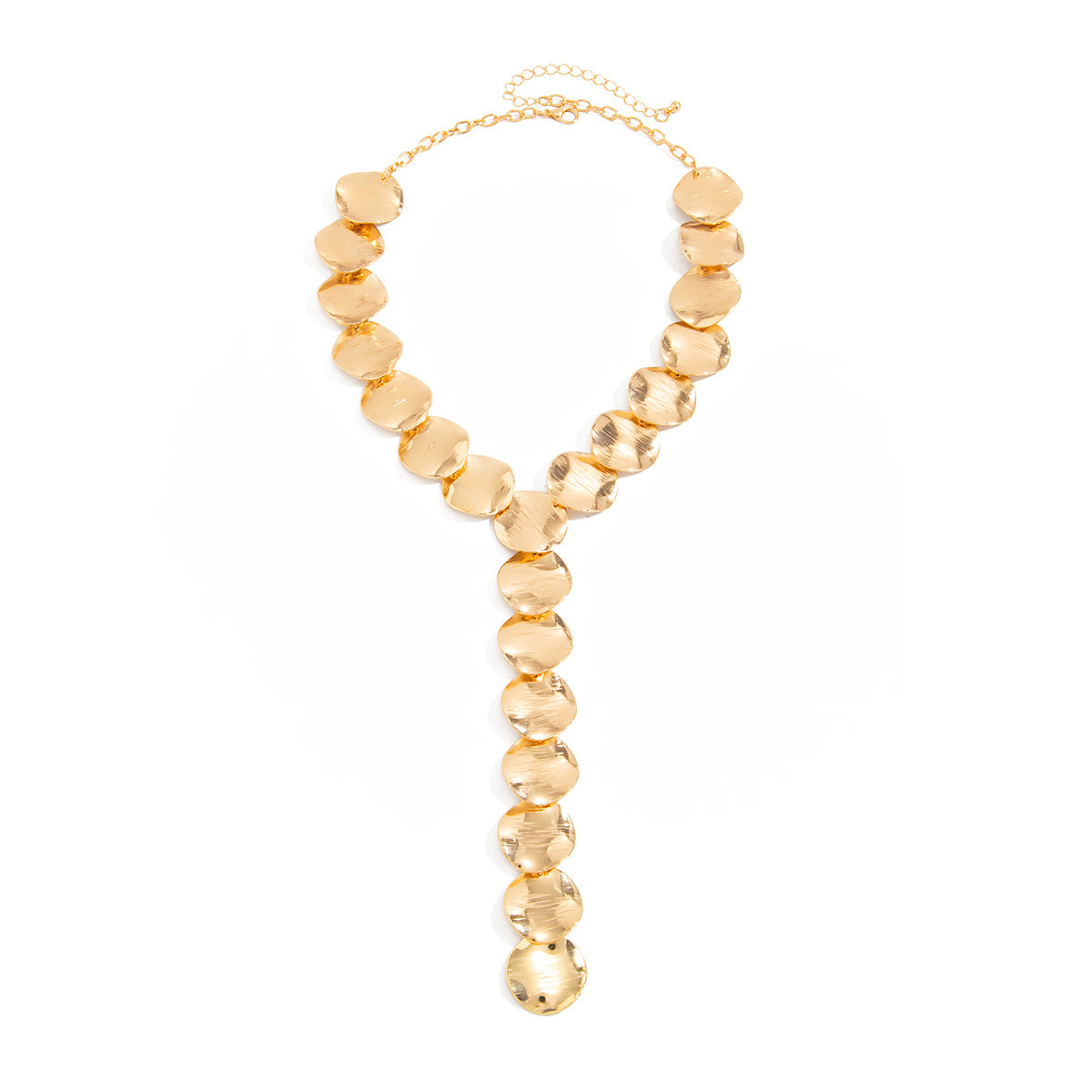Layered Disc Y-Shaped Fringe Necklace