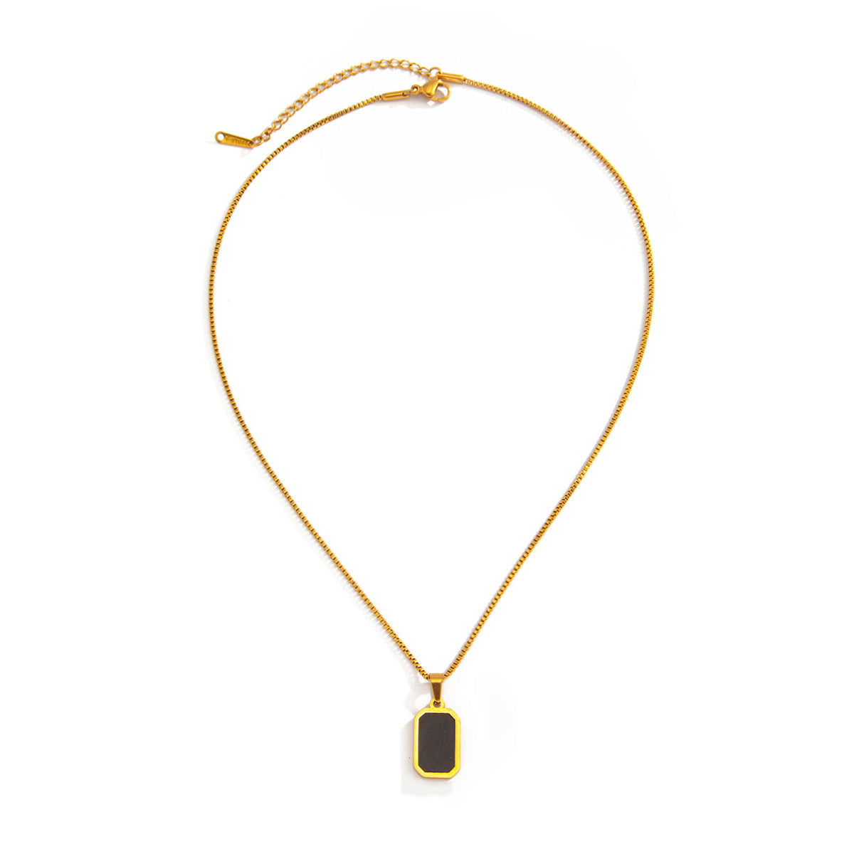 Black & Gold Square Pendant Necklace