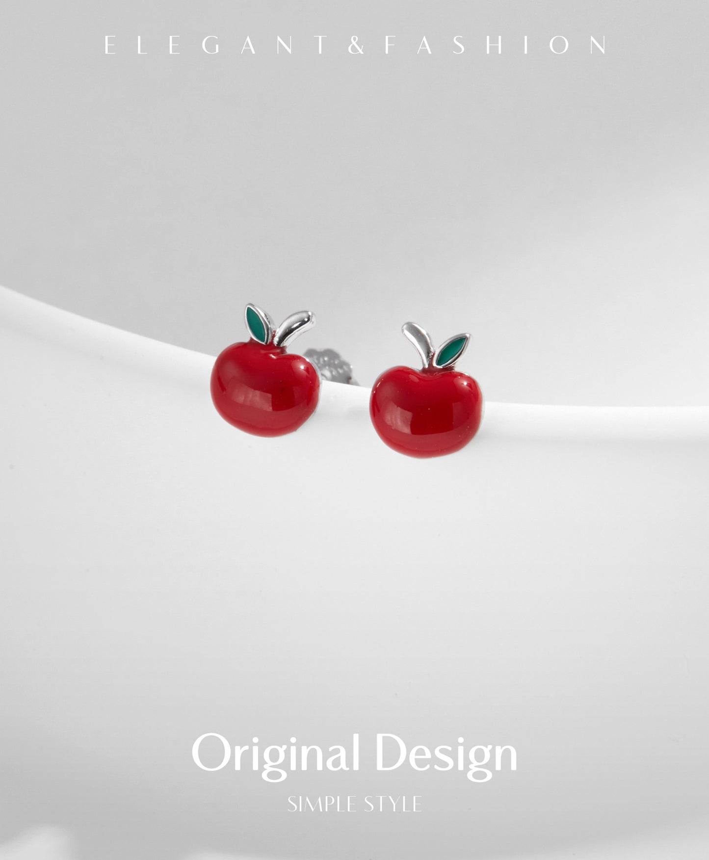 Planderful Everyday Genie Red Apple Stud Earrings – Charming Childlike Design