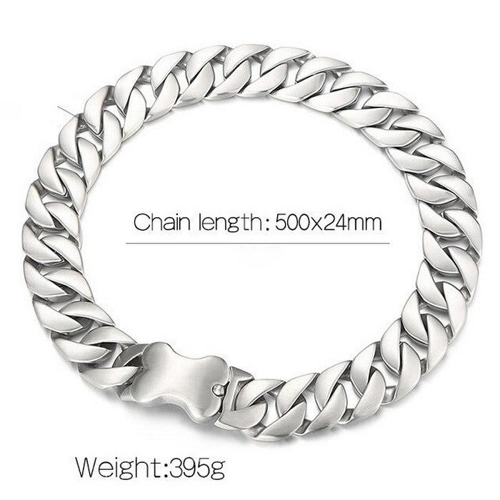 Trend Bone Buckle Necklace Decoration, Simple And Encrypted Sand Surface Cuban Chain Titanium