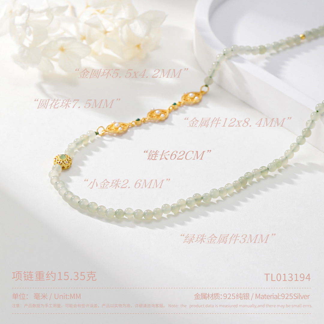 S925 Sterling Silver Hetian Jade Necklace