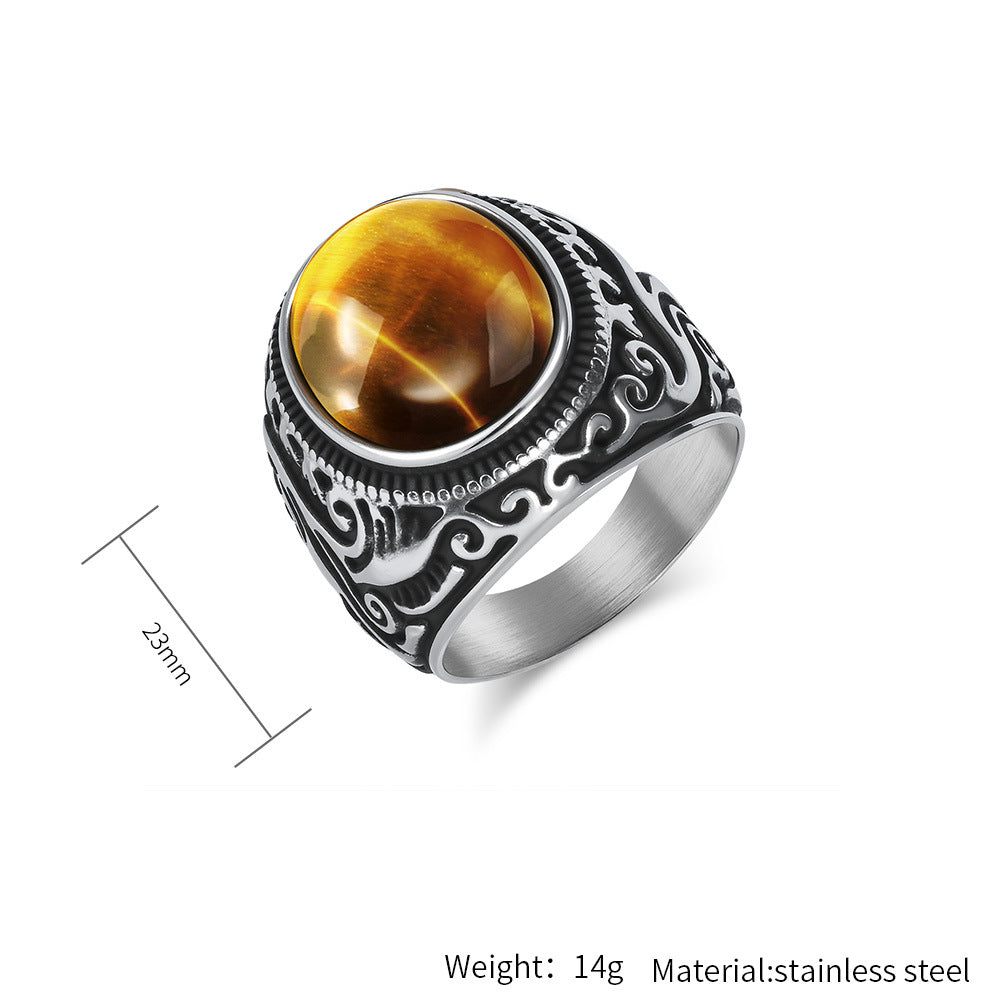 Tiger's Eye Ring – Elegant Men's Steel Ring