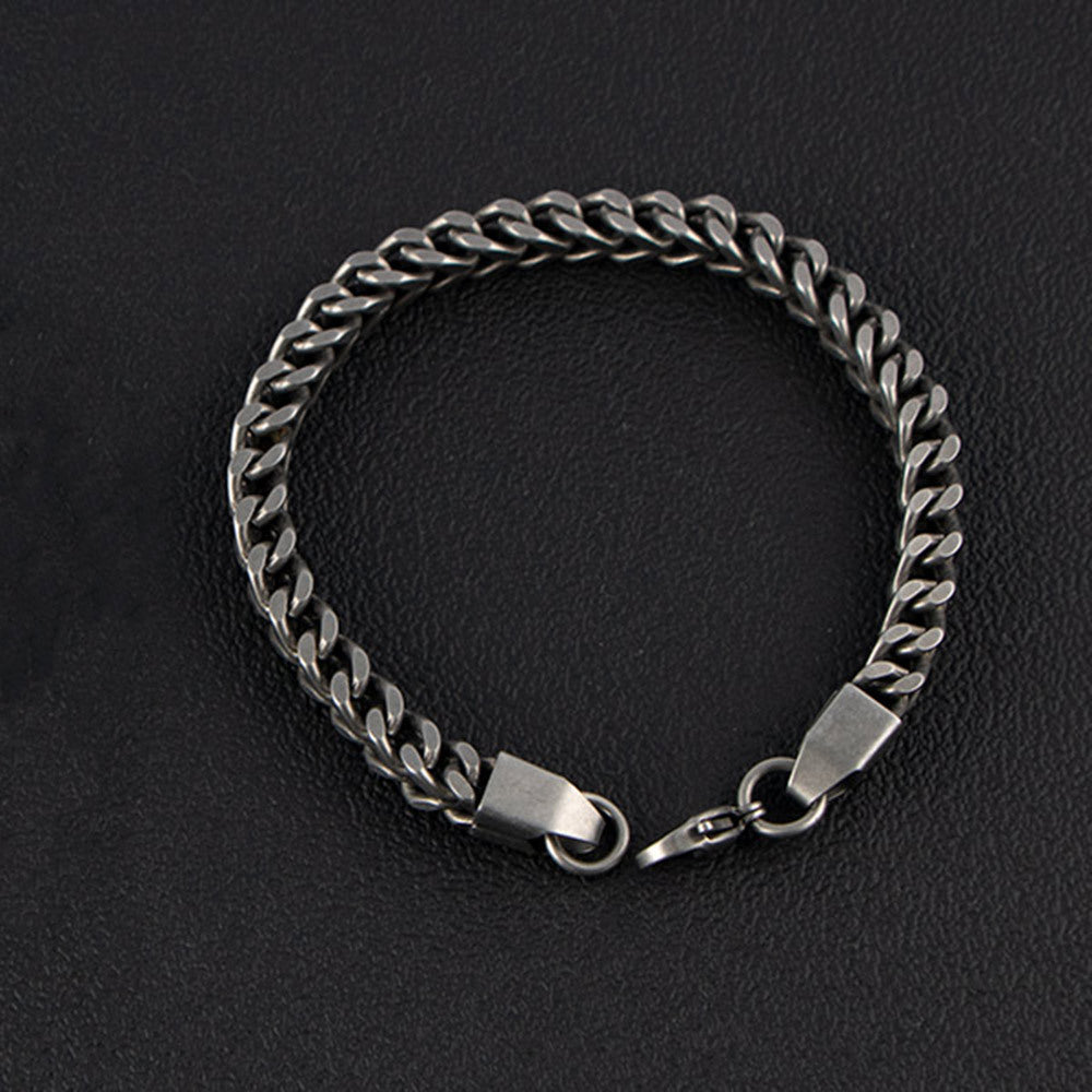 Titanium Steel Necklace Set – Front & Back Bracelet – Round Grinding Stainless Steel