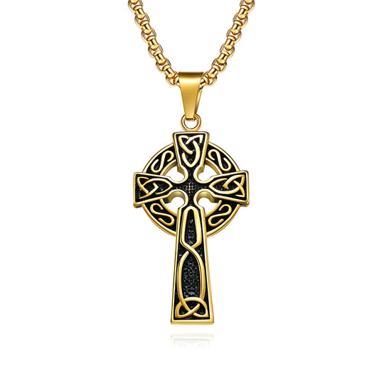 Planderful Stainless Steel Celtic Cross Necklace With Eternal Knot Symbol For Nordic Jewelry Lovers