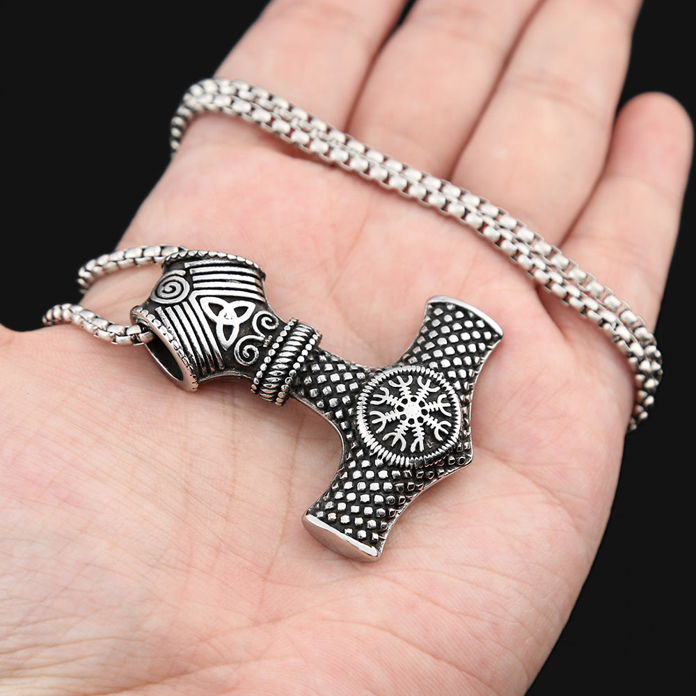 European and American Viking Rune Necklace Men's Double Sided Pendant