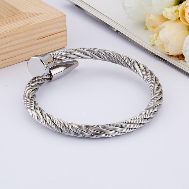 Nail Steel Wire Bracelet Bracelet – Stainless Steel Metal Texture