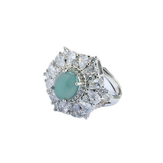 Blue-Water Jadeite Sculpted Glow Ring