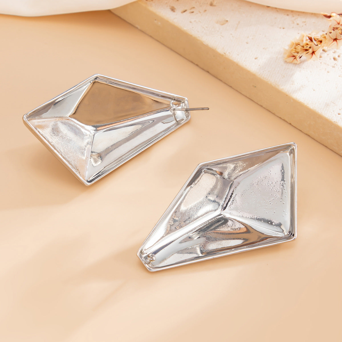 Planderful Vienna Verve Geometric Pleated Stud Earrings For Women Statement Jewelry