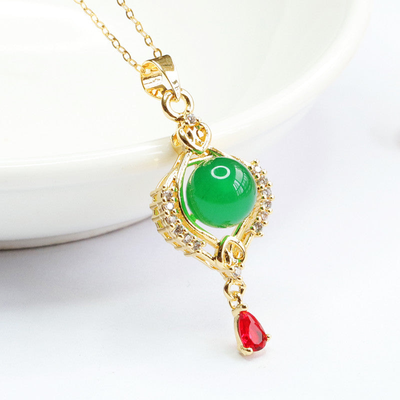 Green Chalcedony Zircon Pendant Necklace from Fortune's Favor Collection