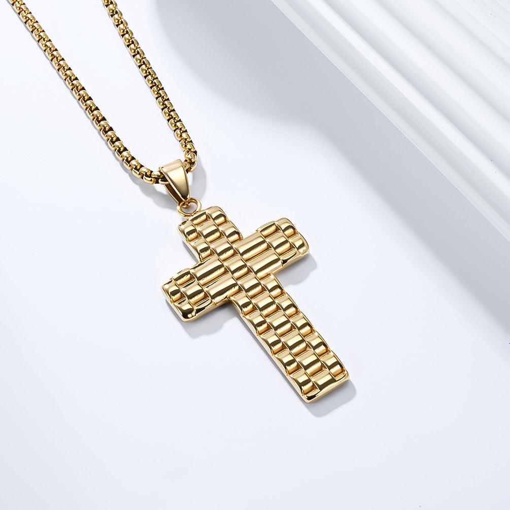 Planderful Stainless Steel Cross Necklace For Men Vintage Retro Hipster Style Durable