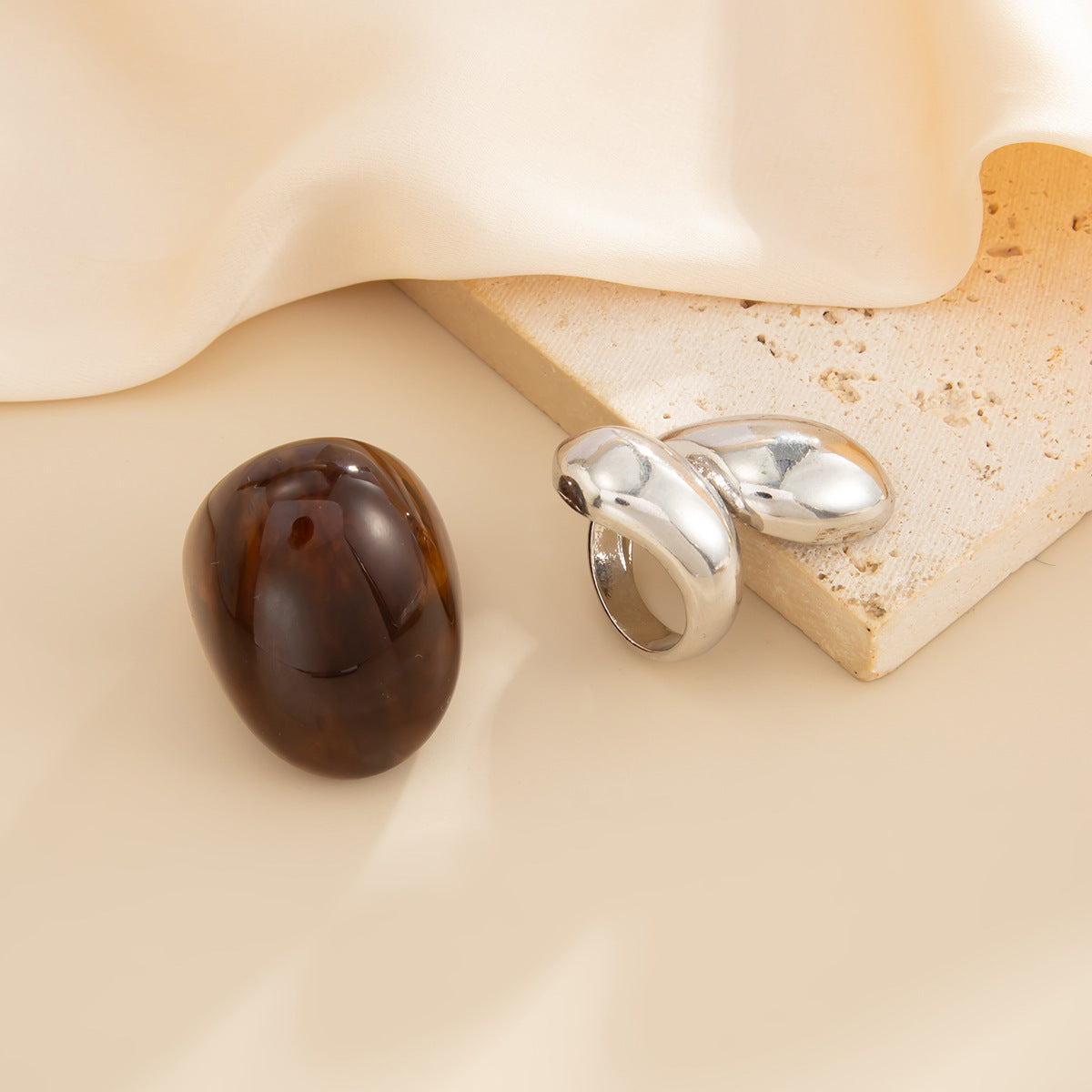 Planderful Vienna Verve Stackable Resin Ring For Women With Bold Arc Wide Face Design