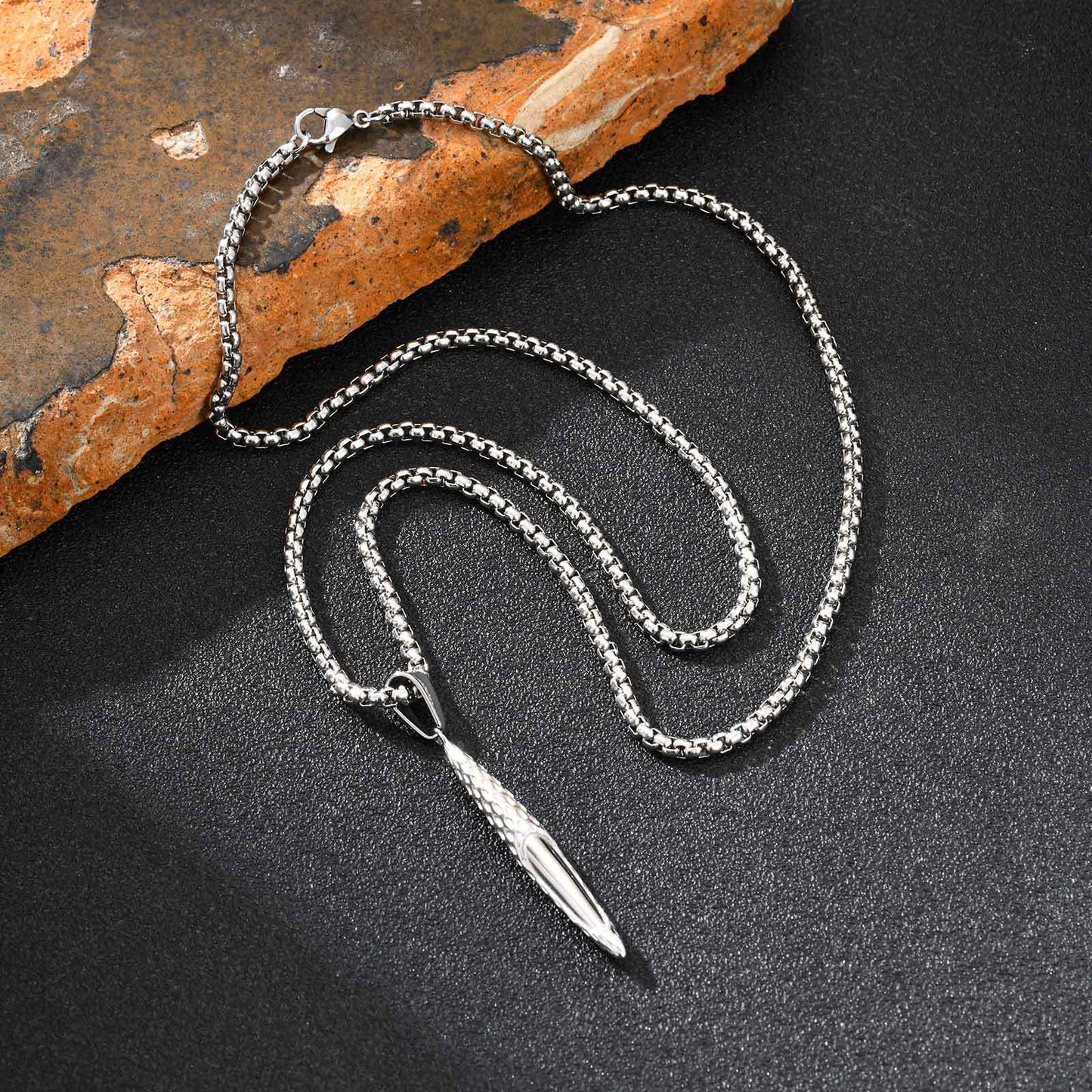 Planderful Black Stainless Steel Hammer Strip Pendant For Men