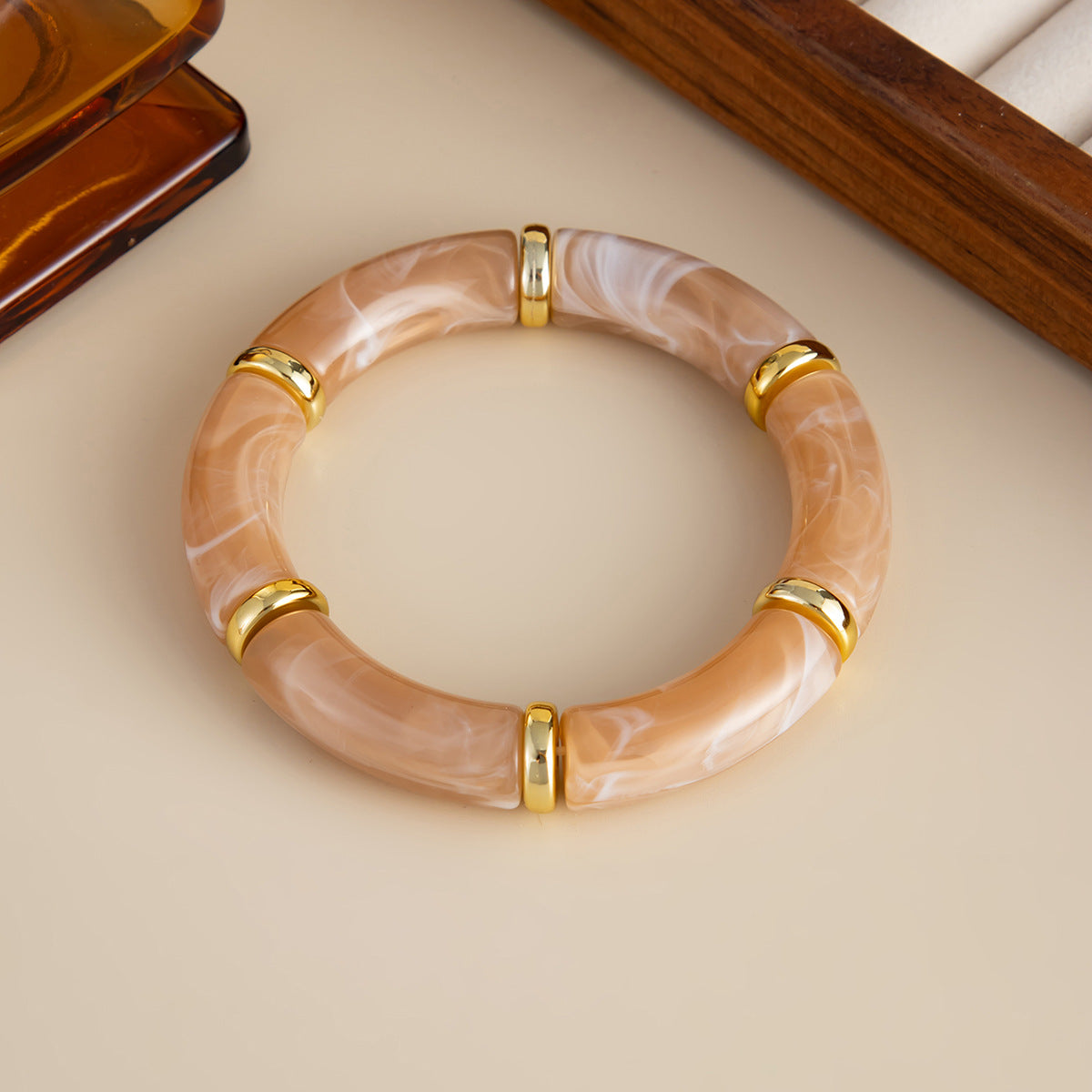 Retro Curved Geometric Splicing Bracelet Bracelet Imitation Pearl Special-Shaped Bracelet