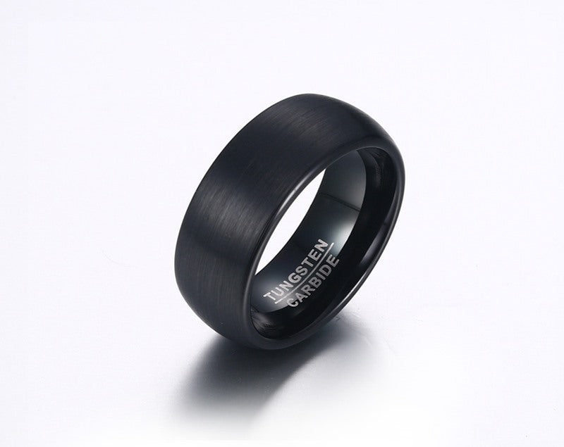 Korean Version 8MM Brushed Tungsten Steel Ring Black