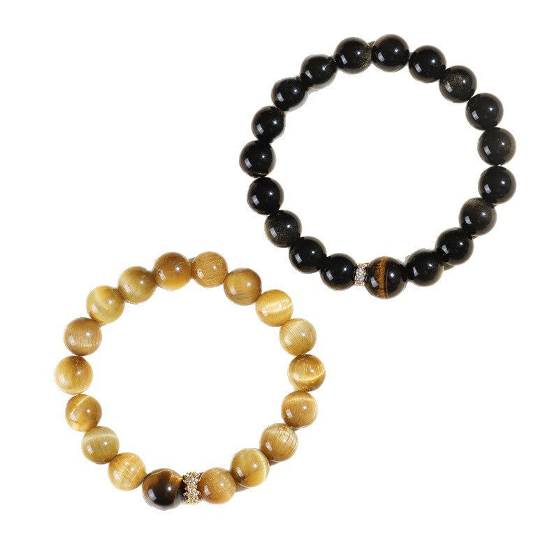 Planderful Fortune's Favor Bracelet – Unique Obsidian and Tiger Eye Design