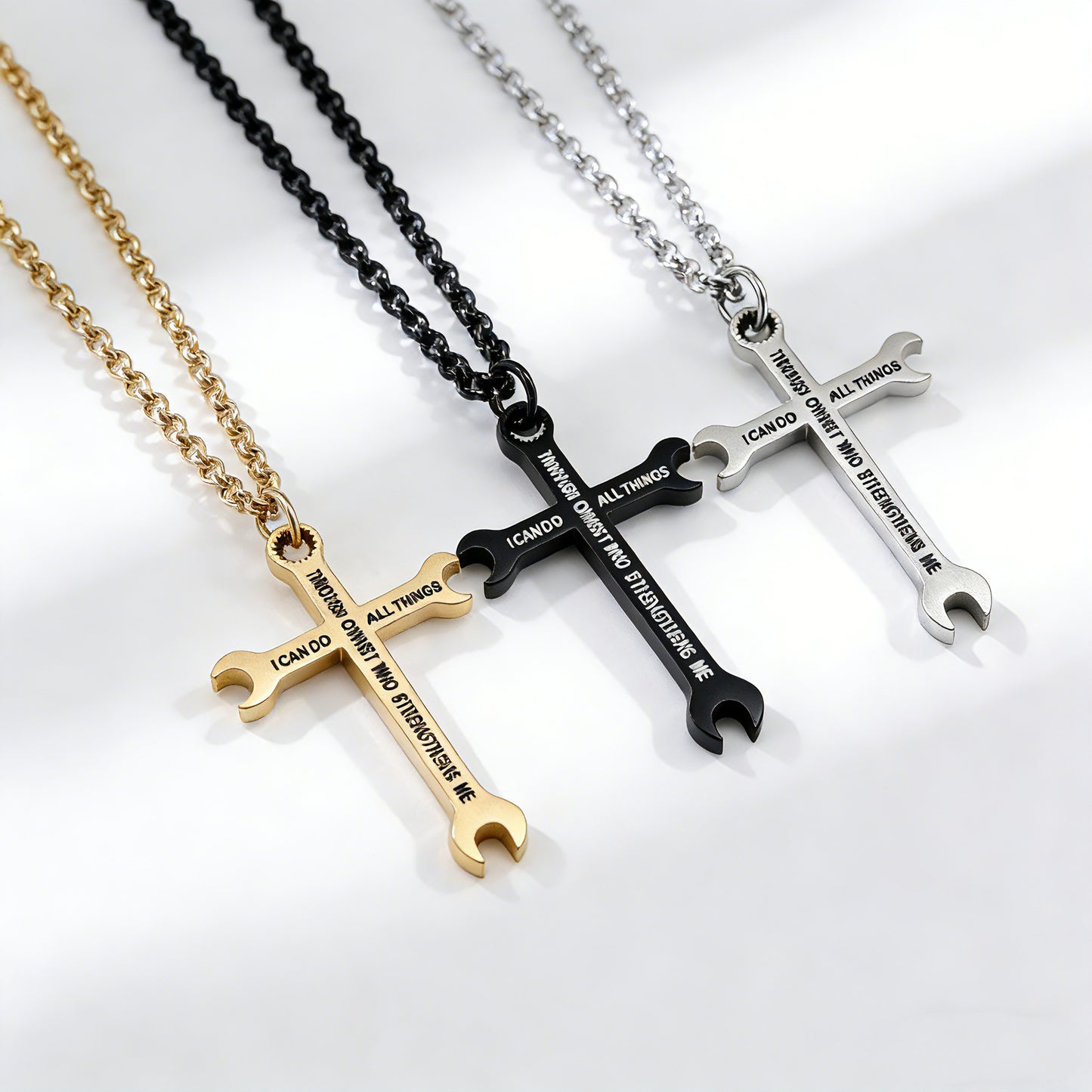 Planderful Wrench Cross Necklace Titanium Steel With Personalized Design For Edgy Jewelry Lovers
