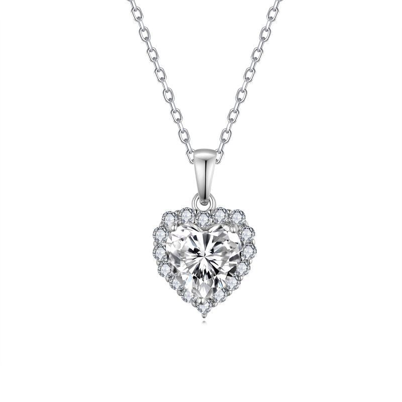 Cross-Border Hot Sale Classic Heart-Shaped Moissanite Collarbone Chain