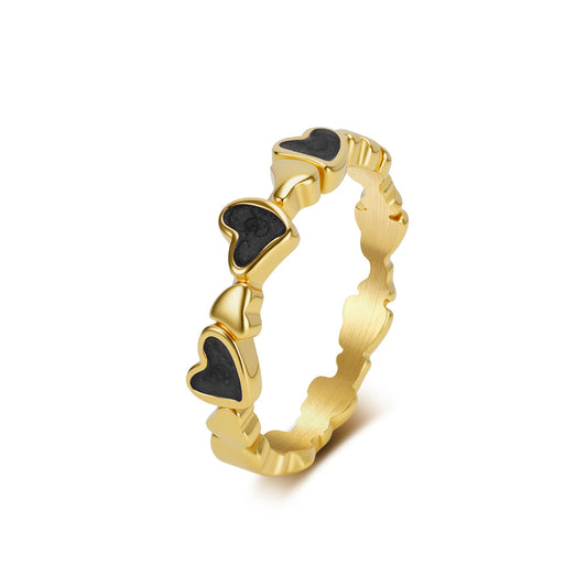 Heart-Shaped Gold-Plated Stainless Steel Ring for Women