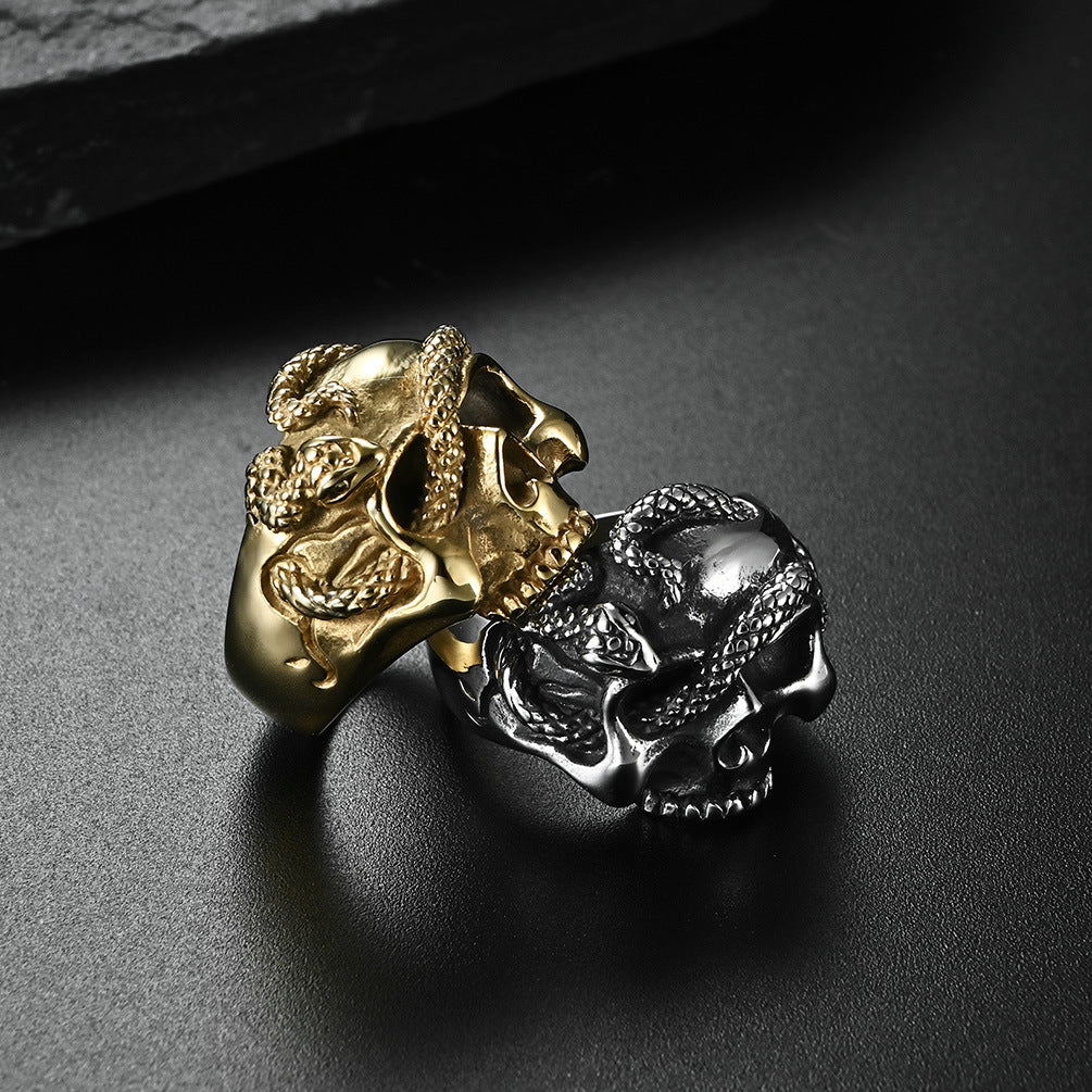 European and American Hiphop Viper Skull Ring for Men