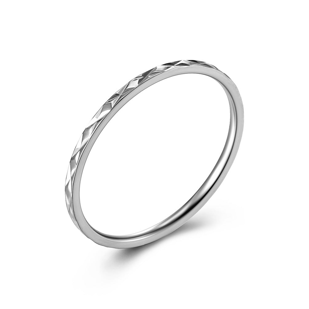 Japanese and Korean Style 1mm Rhombus Titanium Steel Ring