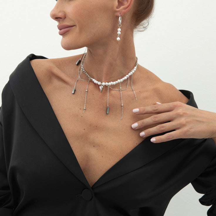 Asymmetrical Heart Pearl Jewelry Set