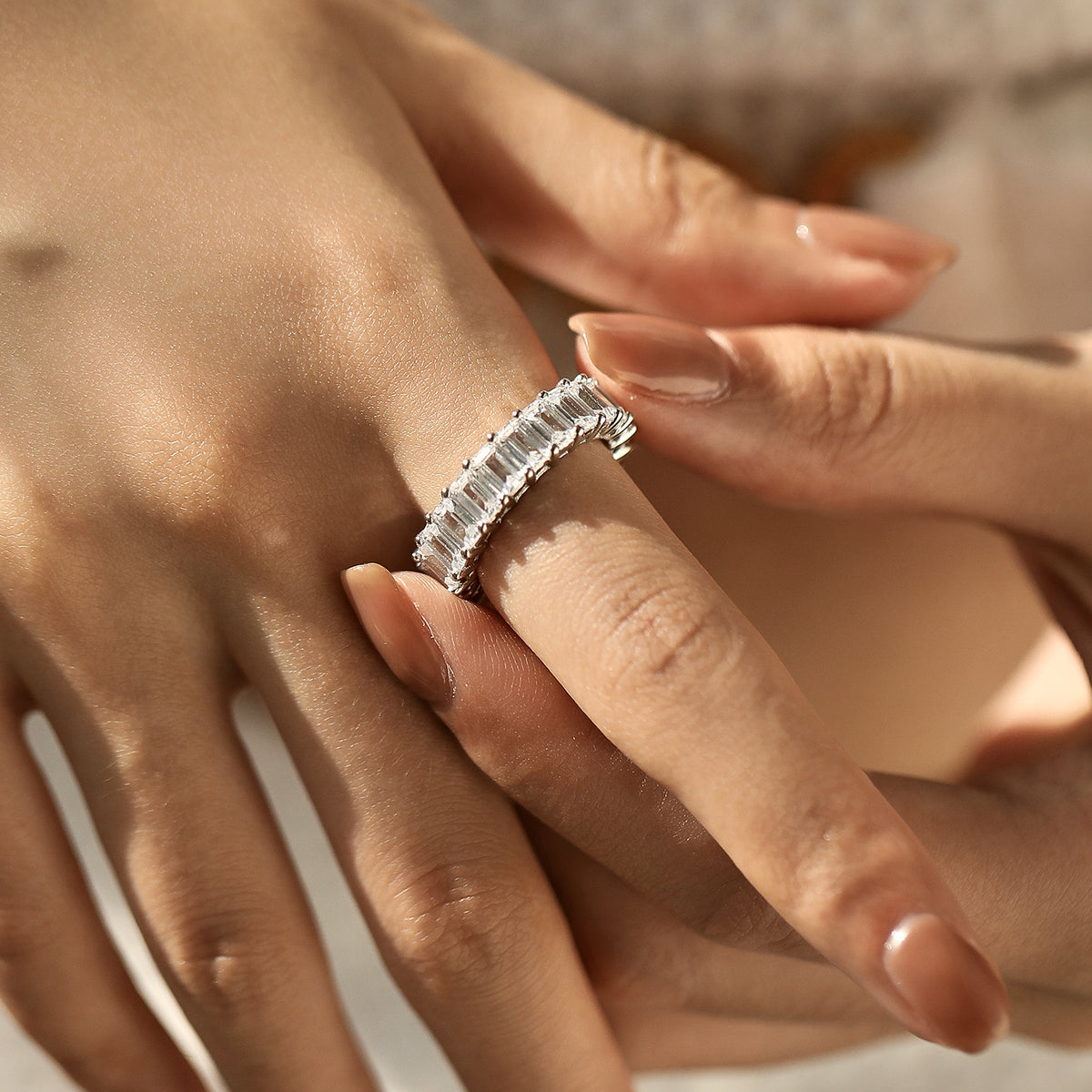 925 Sterling Silver Full-Zircon Band