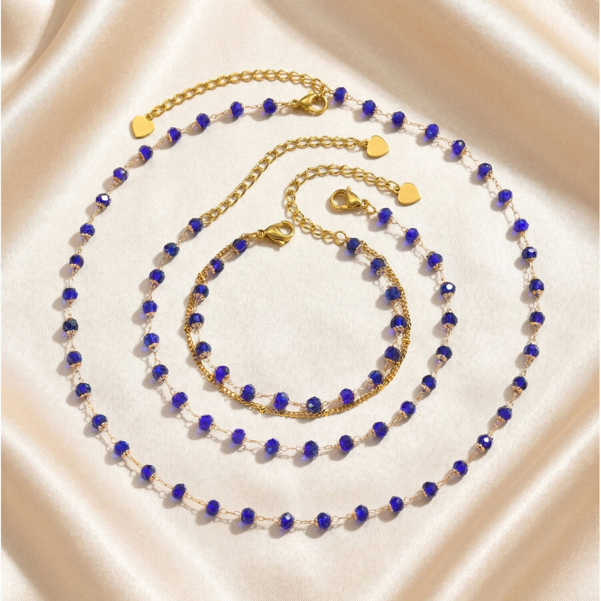 Beaded Chain Jewelry Collection – Bracelet, Anklet & Necklace
