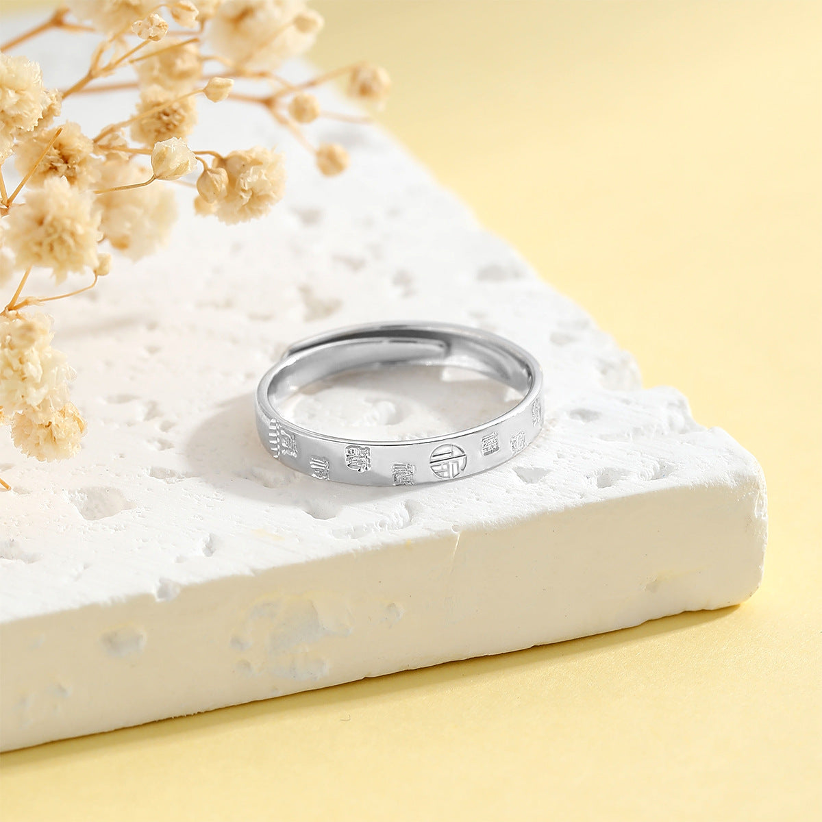 Planderful S925 Sterling Silver Ring Adjustable Opening Fortune Blessing For Women Chic Luxury Everyday Genie