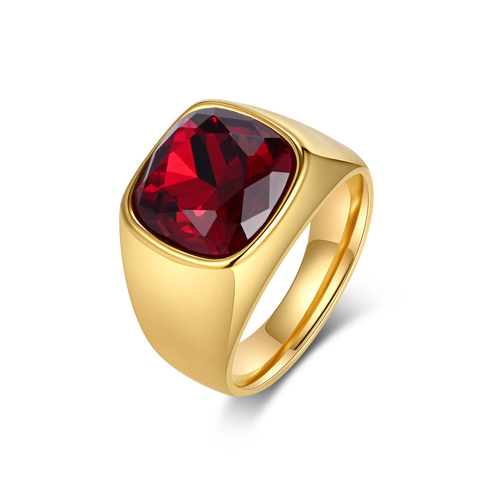 Black Gemstone Zircon Stainless Steel Ring Unisex