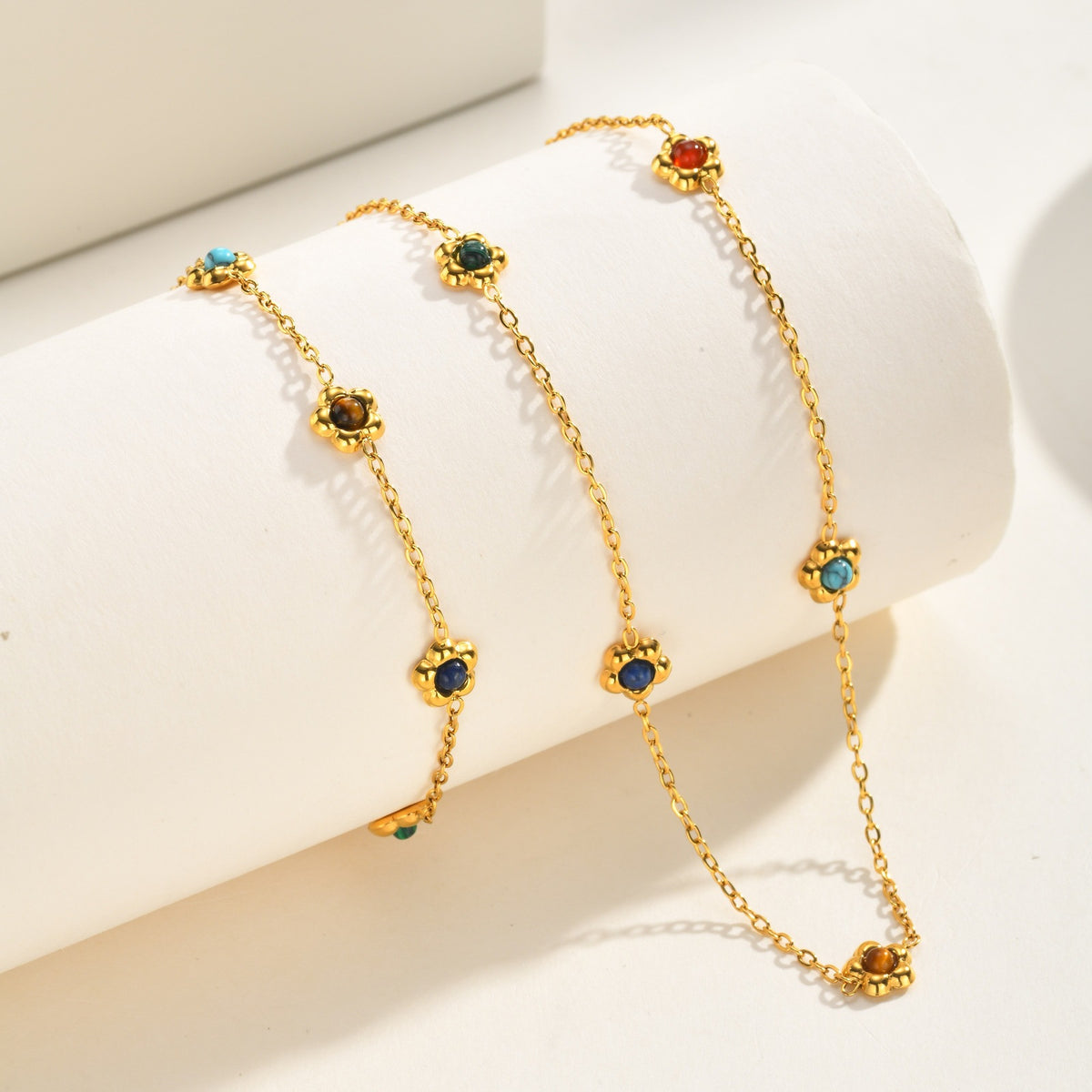 Flower Natural Stone Stainless Steel Bracelet Unisex