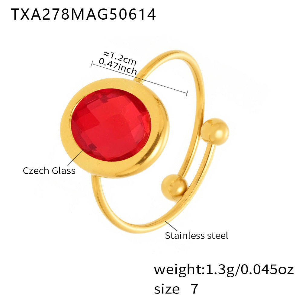 Planderful Glass Ball Index Finger Ring Gold Plated Women