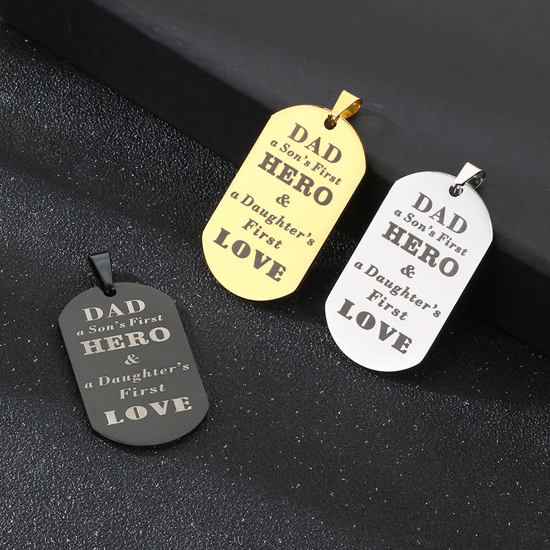 Dad Hero Stainless Steel Pendant Fathers Day Gift For Men