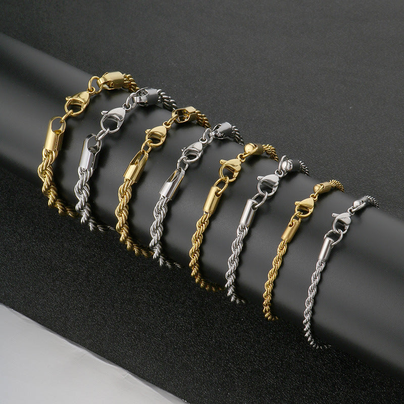 Twist Twist Rope Bracelet – In Europe & The United States – Stainless Steel Twist Chain