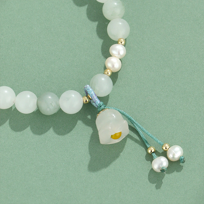 Freshwater Pearl Jade Pearl Lotus Bracelet