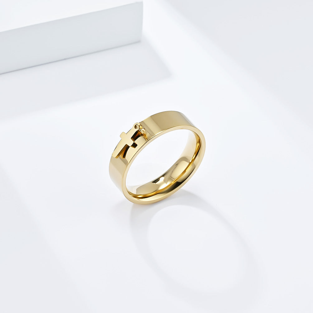 Neutral Wind Star Moon Butterfly Cross Stainless Steel Ring for Men and Women Accessories