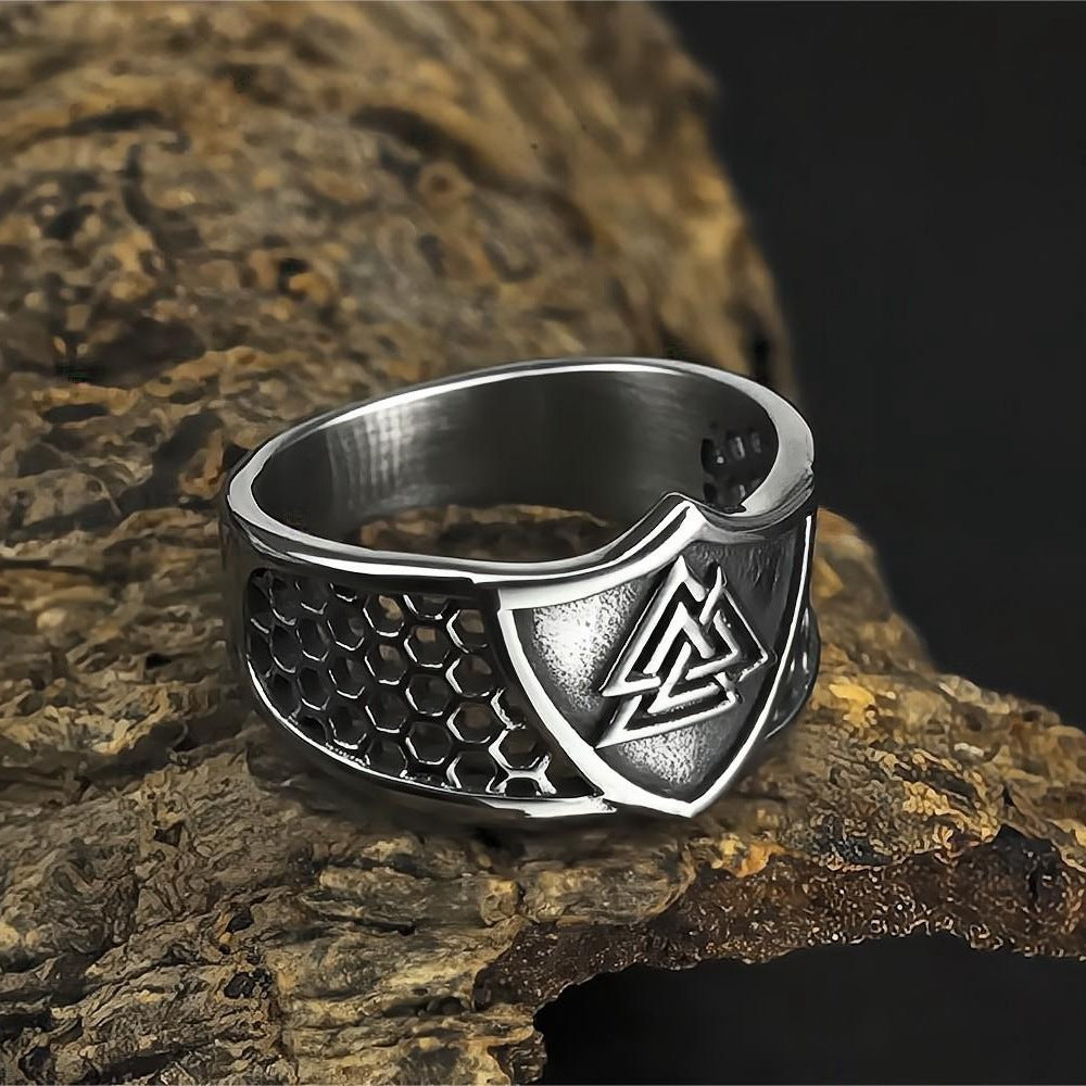 European And American Jewelry Wholesale Men's Titanium Steel Ring Viking Triangle Logo Personalized Ring No Rust No Allergy