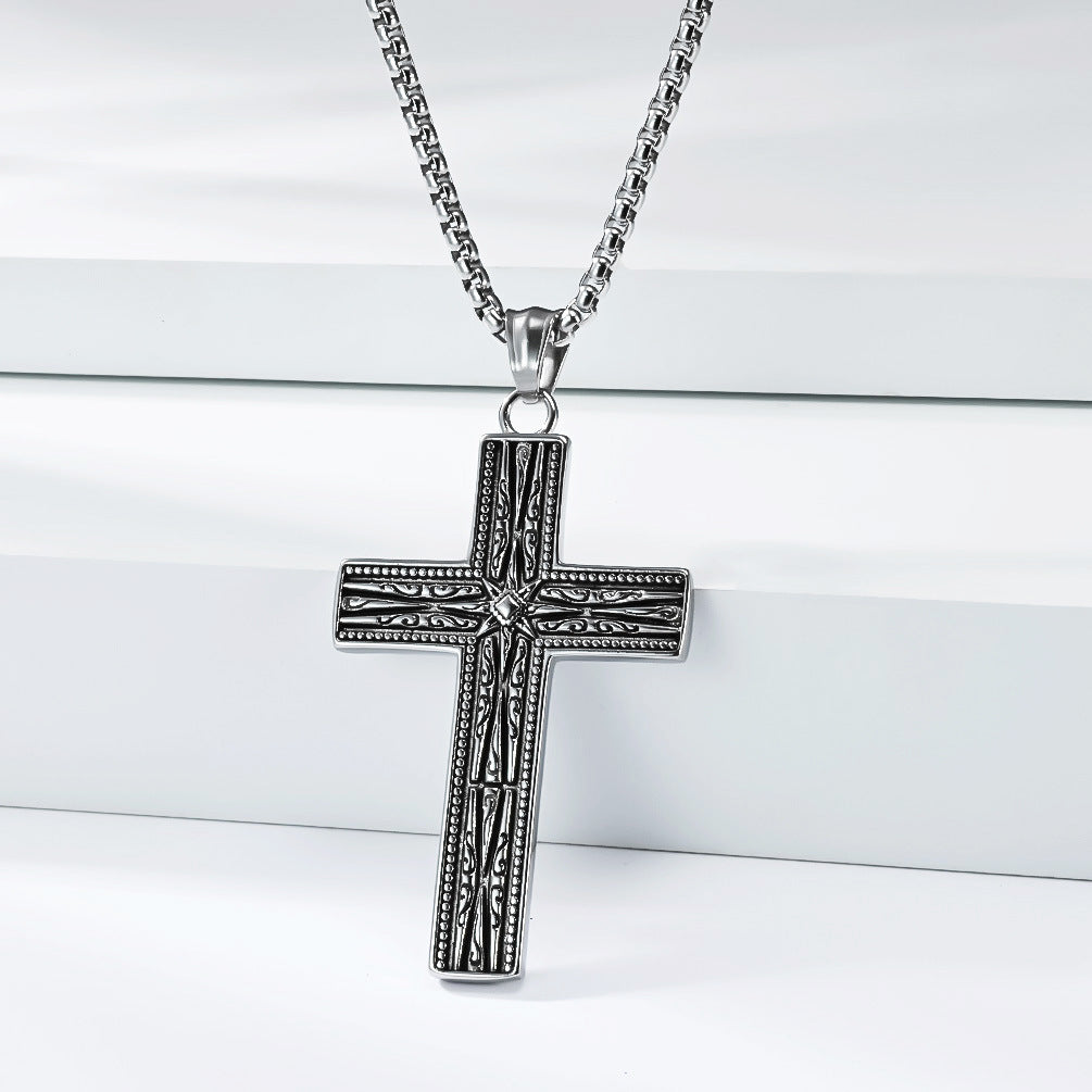 Planderful Gothic Cross Necklace For Men Unisex Durable Stainless Steel Pendant Non Fading Vintage Retro Style Statement