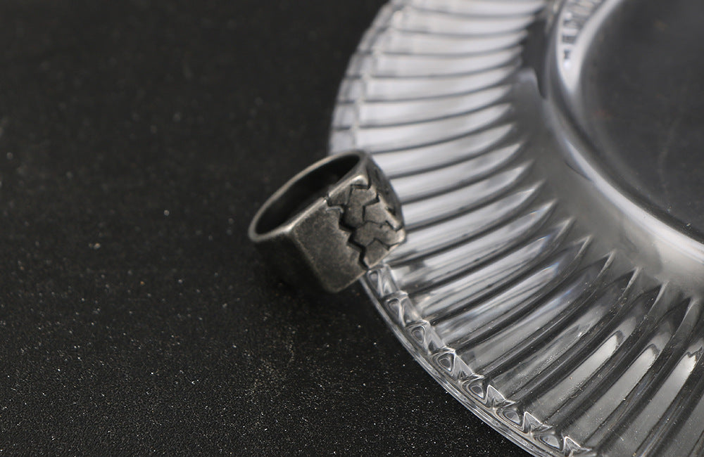 Titanium Steel Crack Ring Lightning Retro Mens Size 7 To 12