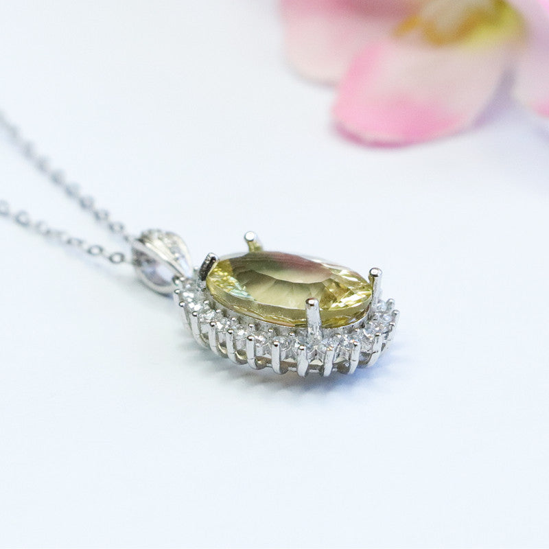 Citrine Silver Pendant — No Chain