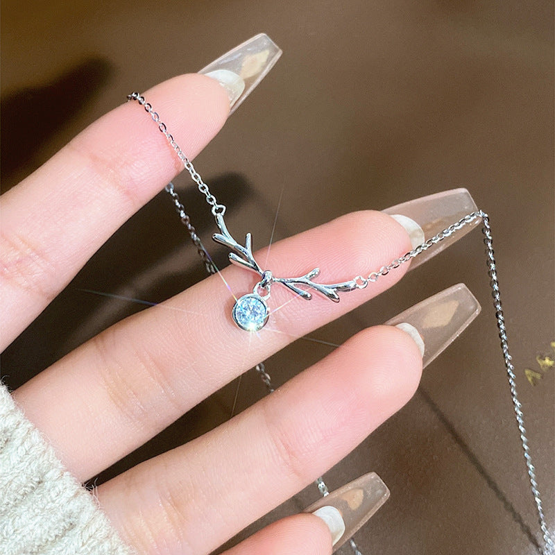 Christmas New Yilu Necklace S925 Silver Antler Collarbone Chain