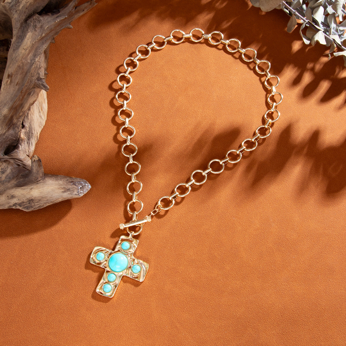Hip-Hop Cross Toggle Chain Necklace