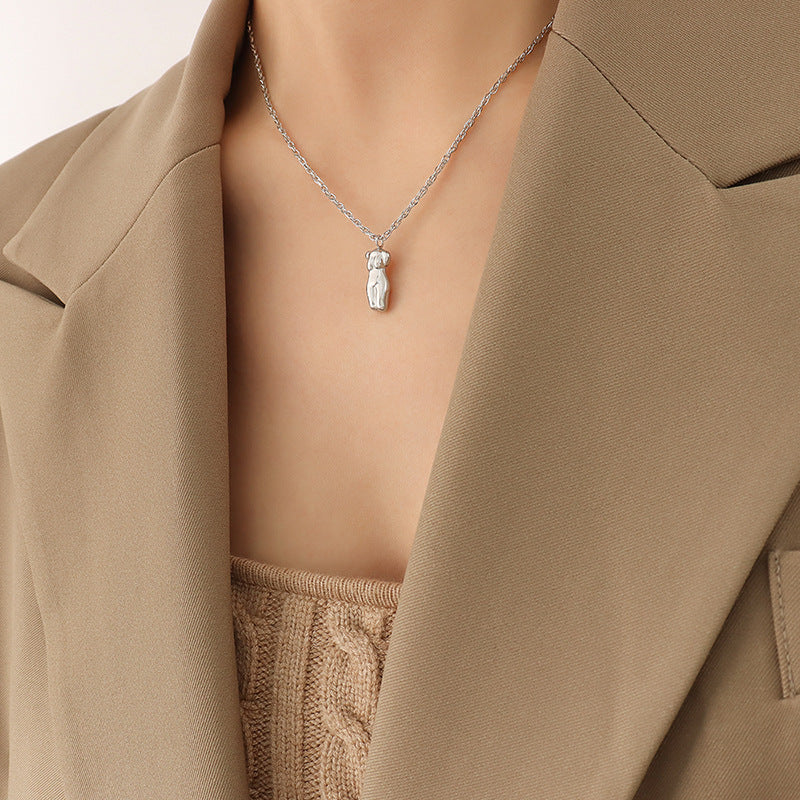 Extravagant Square Card Pendant Necklace in Titanium Steel Plated with 18K Gold