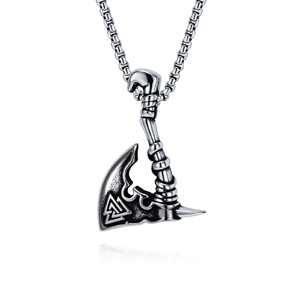 Planderful Nordic Viking Triangular Knot Durable Titanium Steel Axe Pendant Necklace For Men