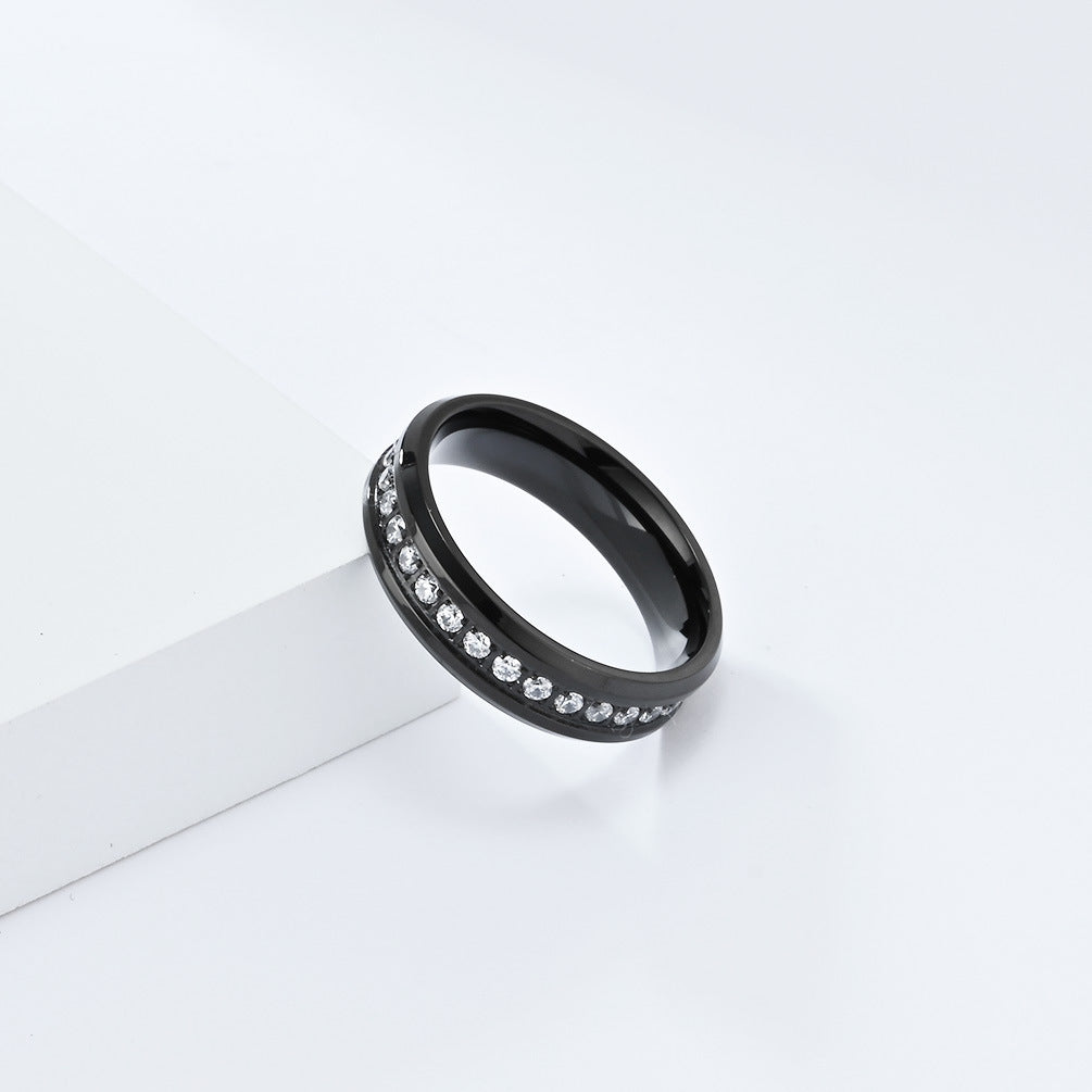 Planderful Everyday Genie Titanium Steel Zircon Ring for Couples - Elegant Wedding Proposal Jewelry for Men and Women