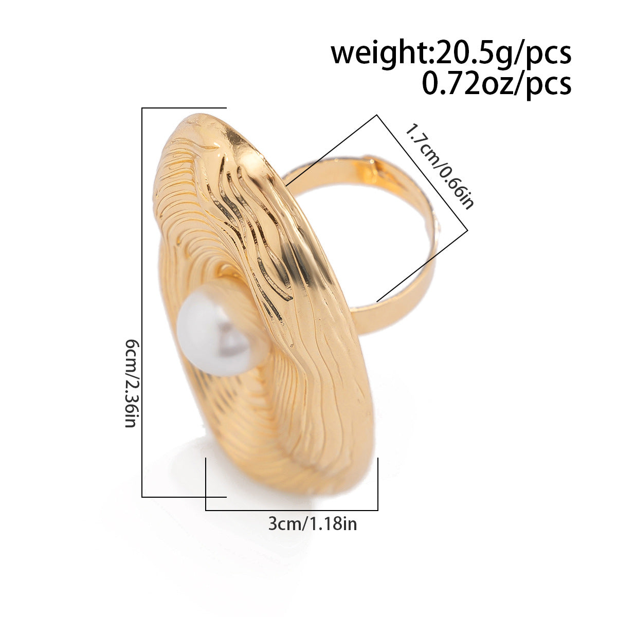 Planderful Vienna Verve Imitation Pearl Ring Open Wind Fold Metal Ring For Trendy Women And Gift Seekers