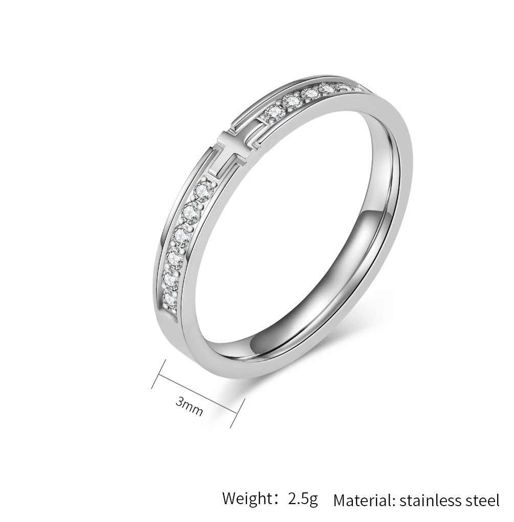 Planderful Unisex Titanium Steel Zircon Cross Ring Personalized Jewelry For Him And Her