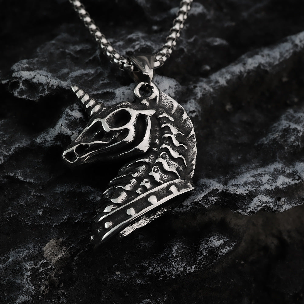 Hip Hop European And American Neckwear Unicorn Pendant Necklace