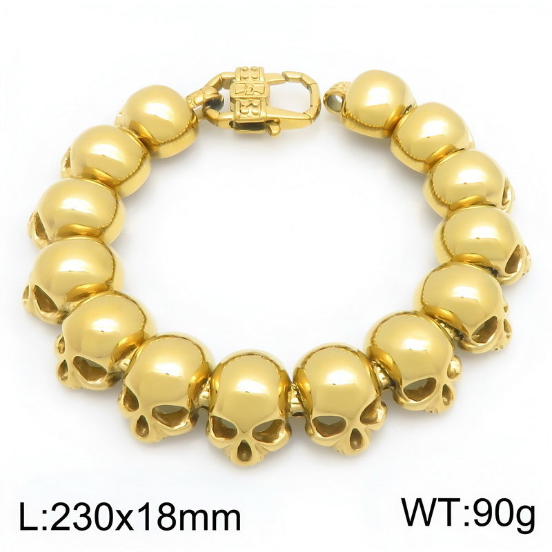 Punk Style Goth Ghost Head Bracelet Hip Hop Rock Three-Dimensional Skull Vacuum Plated