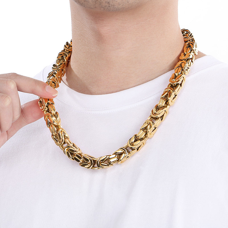 Planderful Men Titanium Steel Necklace Retro Imperial Chain